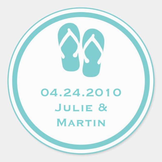 Blue dreh Flop thong Gastgeschenk Hochzeit Markier Runder Aufkleber (Vorderseite)
