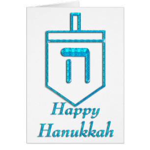 Blue Dreidel Happy Hanukkah Grußkarte 2