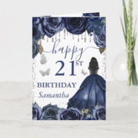 Blue Dress Dark Skin Princess Birthday