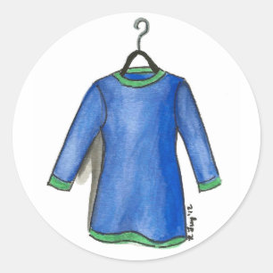 Blue Dress on Hanger Shopping Fashionista Fashion Runder Aufkleber