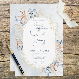 Blue Dried Boho Blume Blue Wedding Einladung