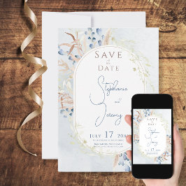 Blue Dried Boho Blume Blue Wedding Save The Date