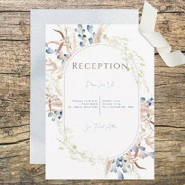 Blue Dried Boho Blume White Empfang Card Begleitkarte
