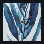 Blue Drift I Quadratische Wanduhr<br><div class="desc">Blue Drift I von Annie Warren</div>