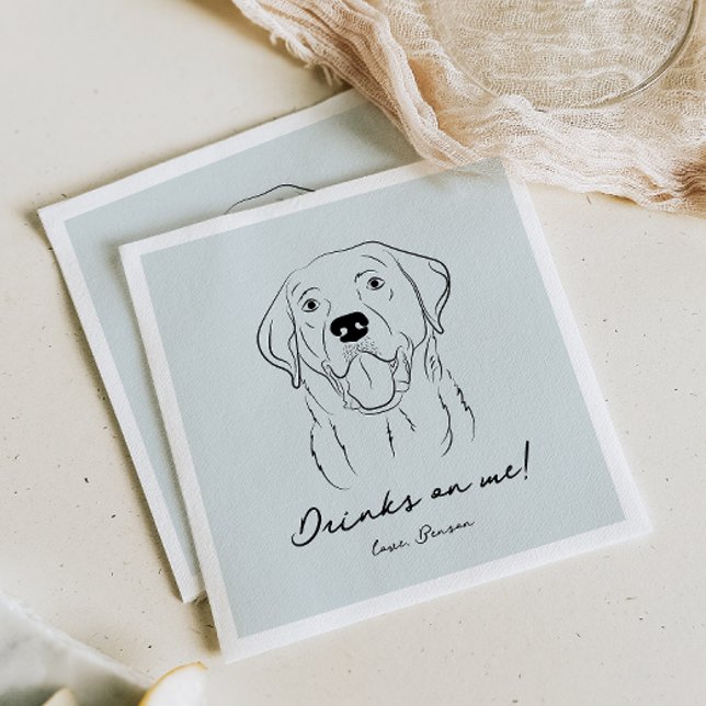 Blue Drinks auf Me Hund Sketch Paper Napkin Serviette (Von Creator hochgeladen)
