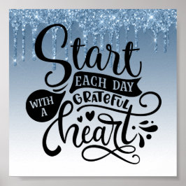 Blue Driving Glitzer Inspiration Zitat Poster