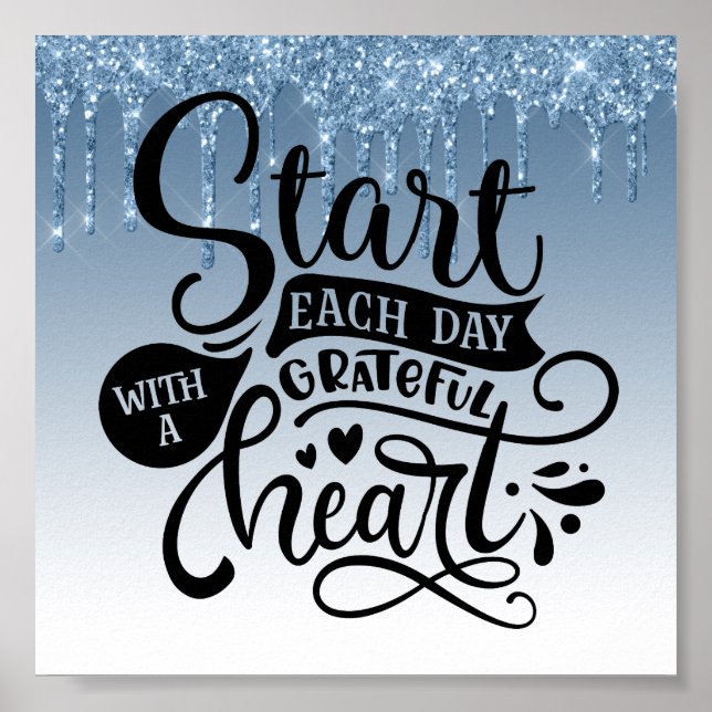 Blue Driving Glitzer Inspiration Zitat Poster (Vorne)