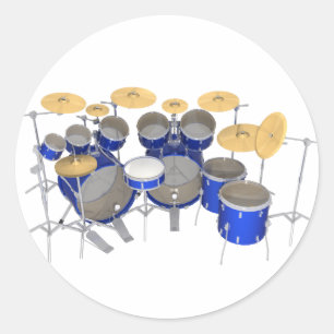 Blue Drum Kit: 10 Stück: Runder Aufkleber