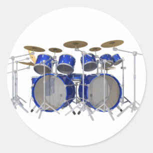 Blue Drum Kit: 10 Stück: Runder Aufkleber
