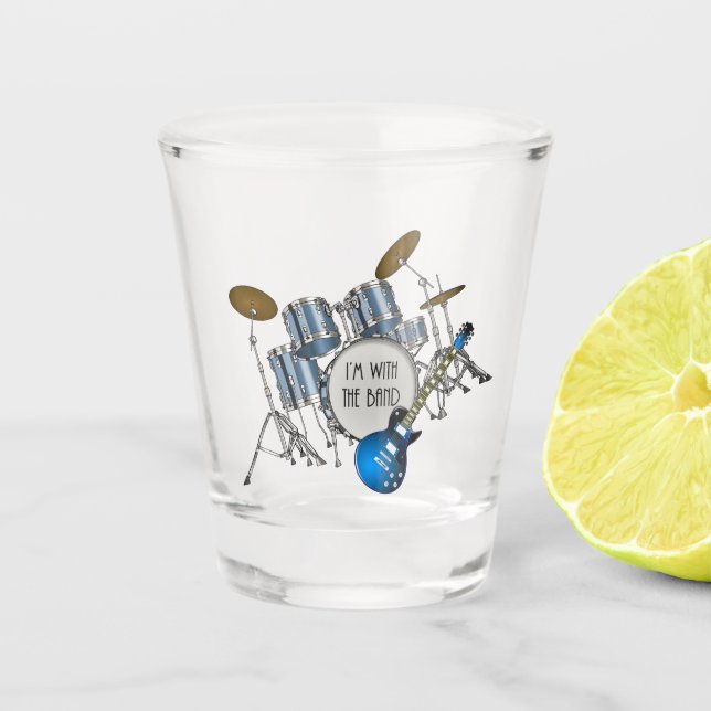 Blue Drum Set & Guitar Shot glass Schnapsglas (Vorderseite)