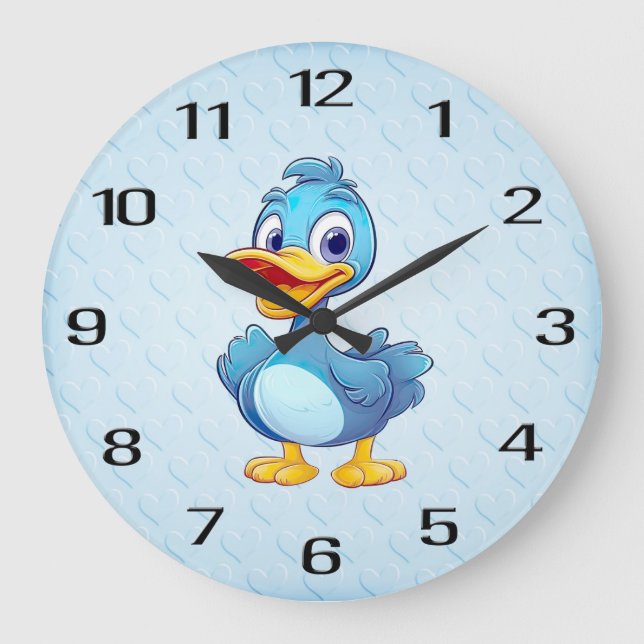 Blue Duck Wall Clock Große Wanduhr (Vorderseite)