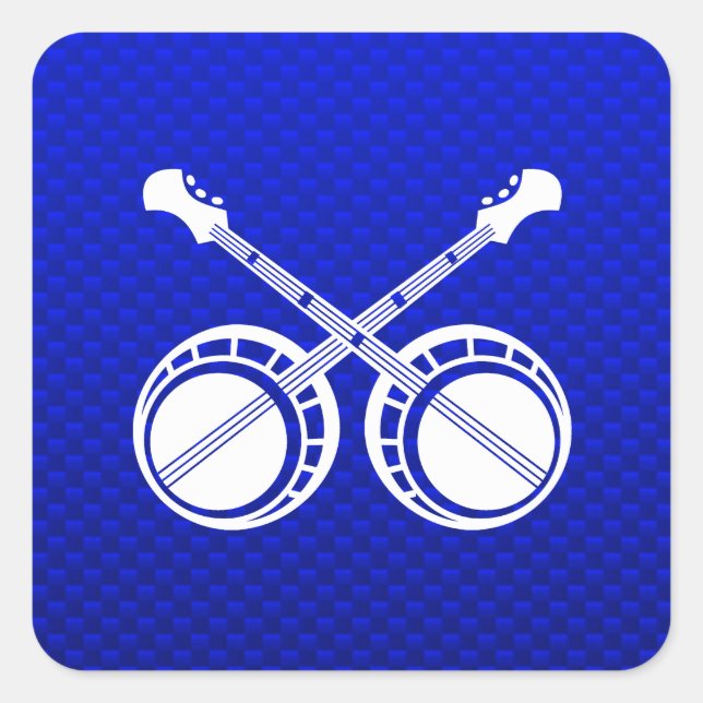 Blue Dueling Banjos Quadratischer Aufkleber (Vorderseite)