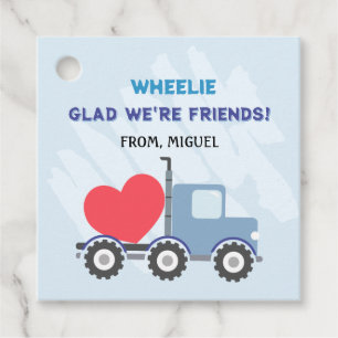 Blue Dump Truck Herz Valentines Gift Tags Geschenkanhänger