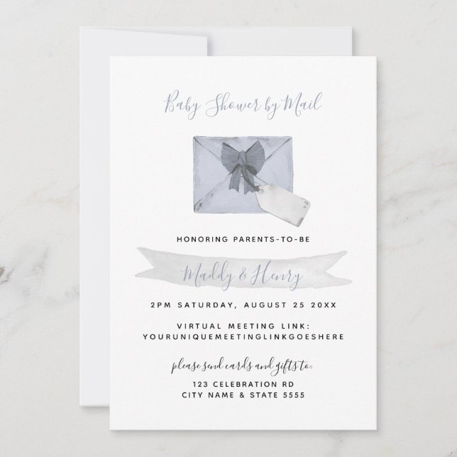 Blue Dusche von Mail Virtual Long Distance Einladung (Vorderseite)