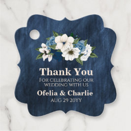 Blue Dusty Blue und Ivory Floral Watercolor Geschenkanhänger