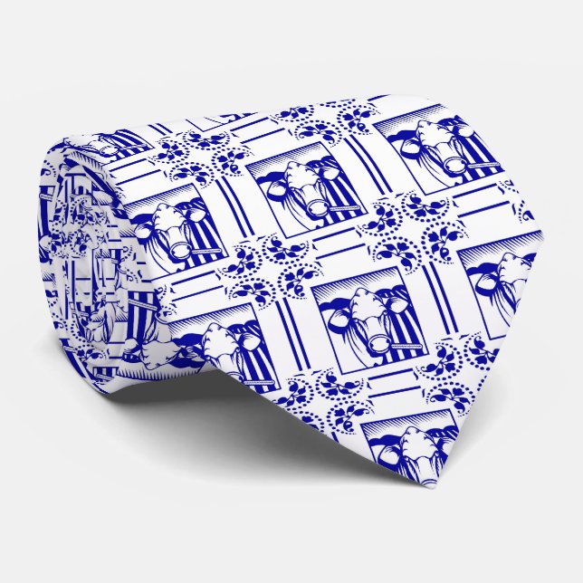 Blue Dutch Cow Neck Tie Krawatte (Gerollt)