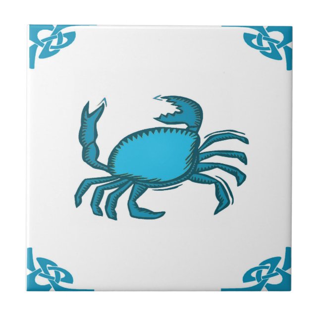 Blue Dutch Crab Delft holland Fliese (Vorderseite)