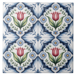 Blue Dutch Delft Pattern  Fliese