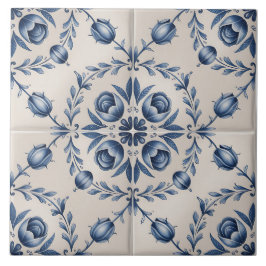 Blue Dutch Delft Pattern  Fliese