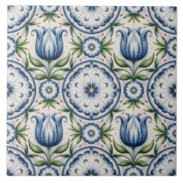 Blue Dutch Delft Pattern  Fliese