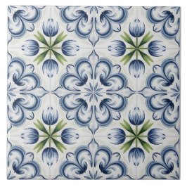 Blue Dutch Delft Pattern  Fliese
