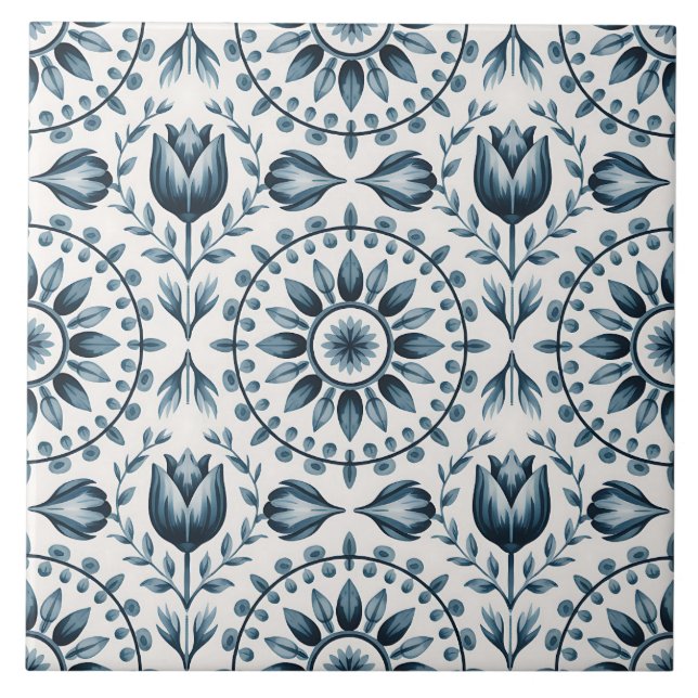 Blue Dutch Delft Pattern  Fliese (Vorderseite)