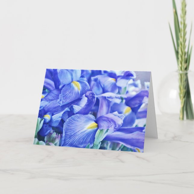 Blue Dutch Iris Blume Abstrakt Note Card Karte (Vorderseite)