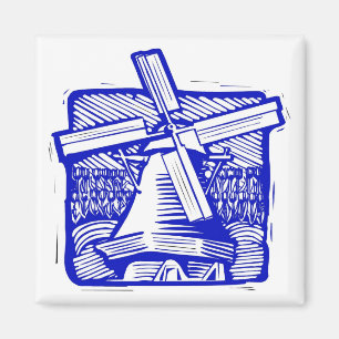 Blue Dutch Windmill Magnet