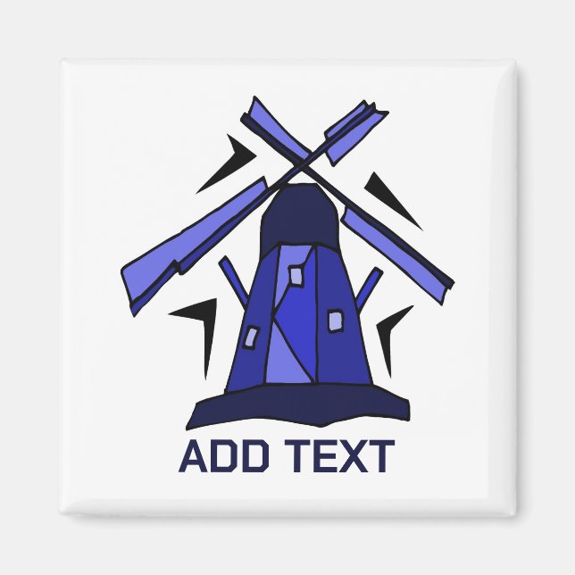 Blue Dutch Windmill Magnet (Vorne)
