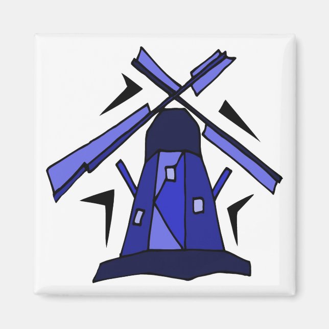 Blue Dutch Windmill Magnet (Vorne)