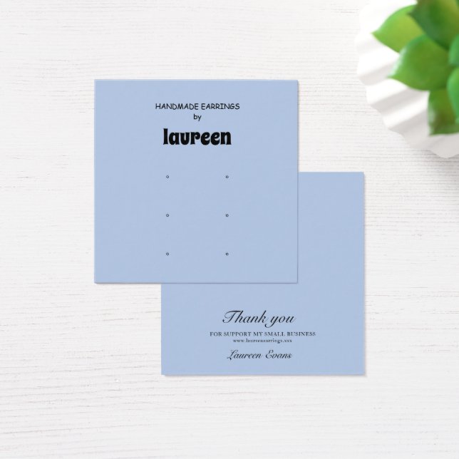  Blue Earring Display Square Business Card (Schreibtisch)