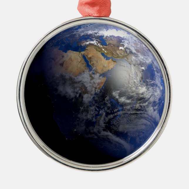 Blue Earth From Space Inspiration Ornament Aus Metall (Vorne)