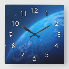 Blue Earth Quadratische Wanduhr