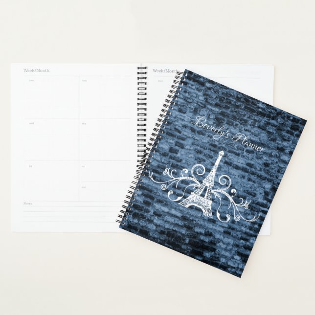 Blue Eiffel Tower Grunge Planner Planer (Anzeige)