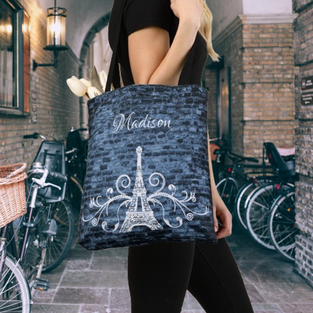 Blue Eiffel Tower Grunge Totbeutel (Blue Eiffel Tower Grunge Tote Bag)