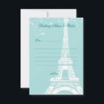 Blue Eiffel Tower Wedding Advice Cards Hinweiskarte<br><div class="desc">Einfache und elegante Blue Eiffel Tower Wedding Advice & Wishards.</div>