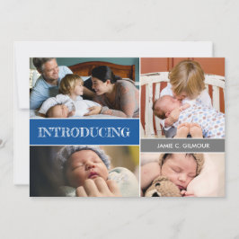 Blue Einführung 2. Baby Baby Custom Foto Collage Ankündigung