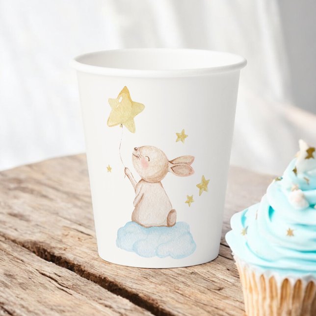 Blue Einige Bunny Yellow Star Balloon Baby Dusche Pappbecher (Von Creator hochgeladen)