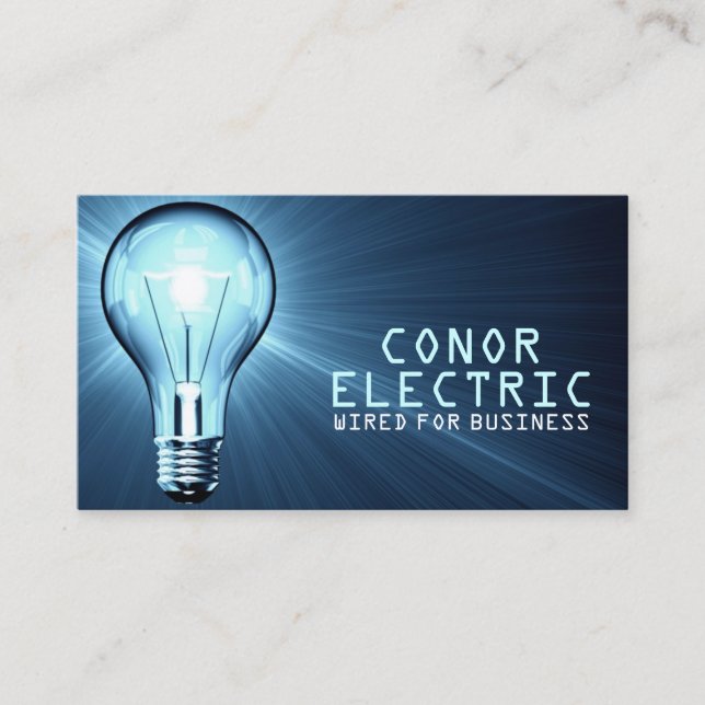 Blue Electrician Construction Business Card Visitenkarte (Vorderseite)
