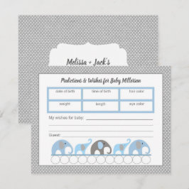 Blue Elefant Baby Shower Predictions Spiel Einladung