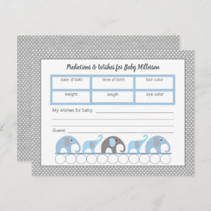 Blue Elefant Baby Shower Predictions Spiel Einladung
