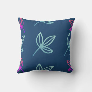 Blue Elegan Green&Pink Blätter Kissen