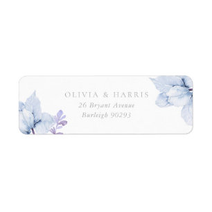 Blue Elegance Floral Wedding Rücksendeadresse