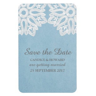 Blue Elegance Lace Save the Date Flexi Magnet