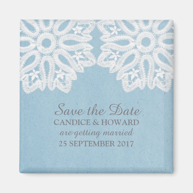 Blue Elegance Lead Save the Date Magnet (Vorne)