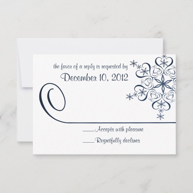 Blue Elegance Response Card Snowflake RSVP Karte (Vorderseite)
