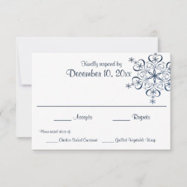 Blue Elegance Response Card Snowflake RSVP Karte