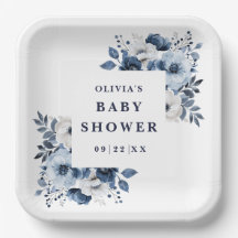 Blue Elegant Country Floral Baby Dusche