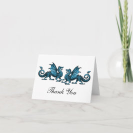 Blue Elegant Dragons Dankeschön Card Dankeskarte