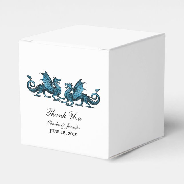 Blue Elegant Dragons Gastgeschenk Hochzeit Boxes Geschenkschachtel (Vorderseite)